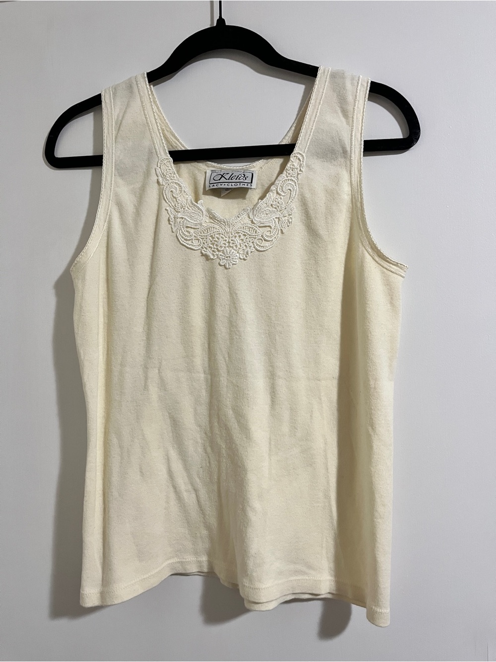 VTG 90s Kleids Coquette Ivory Lace Sheer Layering Top L⁠